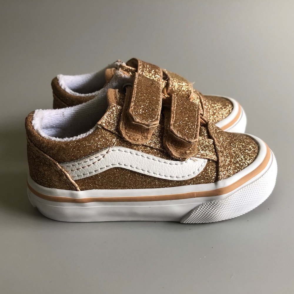 Vans Old Skool V 'Amberlight Glitter' Toddler Size: US 4 EUR 19 CM 10.5
